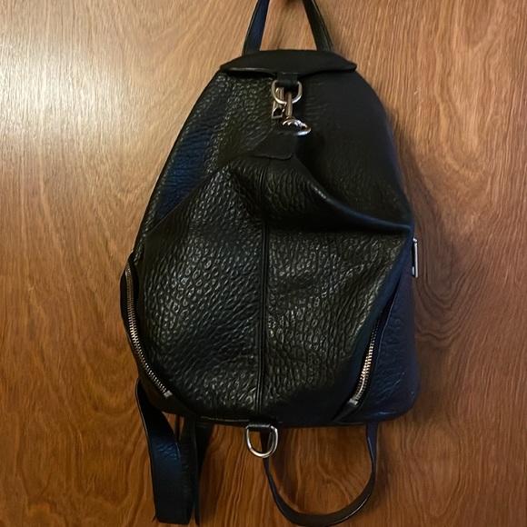 REBECCA MINKOFF BLACK LEATHER JULIAN BACKPACK BAG - Picture 2 of 8